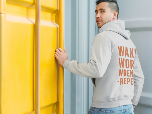 'Wake. Work. Wrench. Repeat.' Hoodie, Motivational Sweater