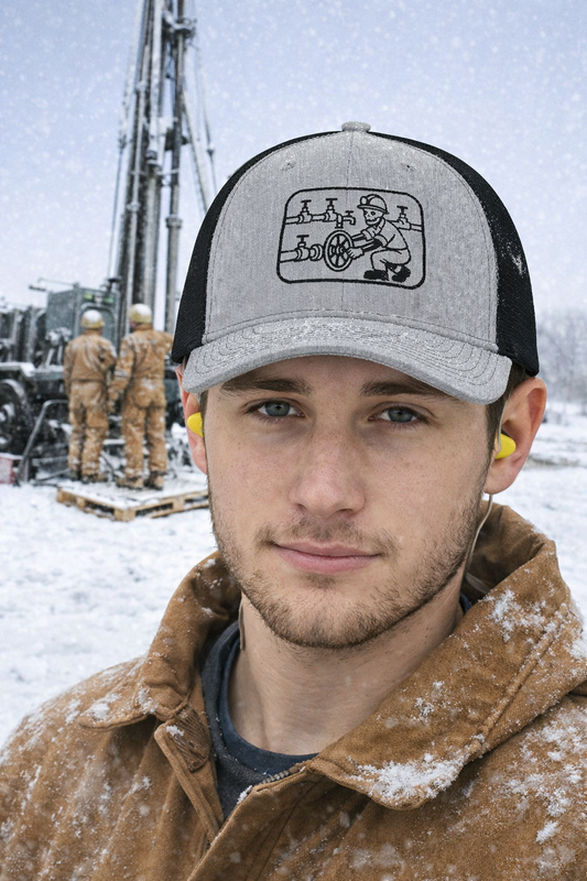 Skeleton Motorhand Valve Work Hat, Oilfield Motorhand Cap