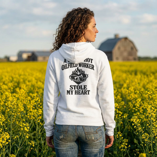 “A Super Hot Oilfield Worker Stole My Heart” Sweater, Trades Spouse Hoodie