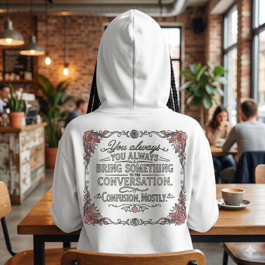'Bring Something To The Conversation' Sweater, Confusion Mostly Funny Hoodie