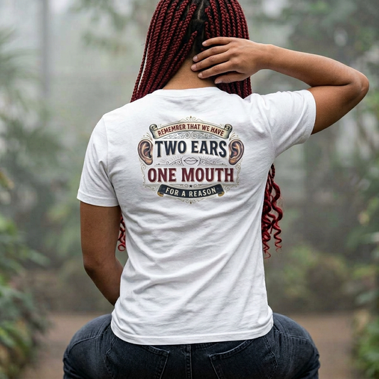 “Remember Two Ears One Mouth” T-Shirt, Listen More Motivational T-Shirt