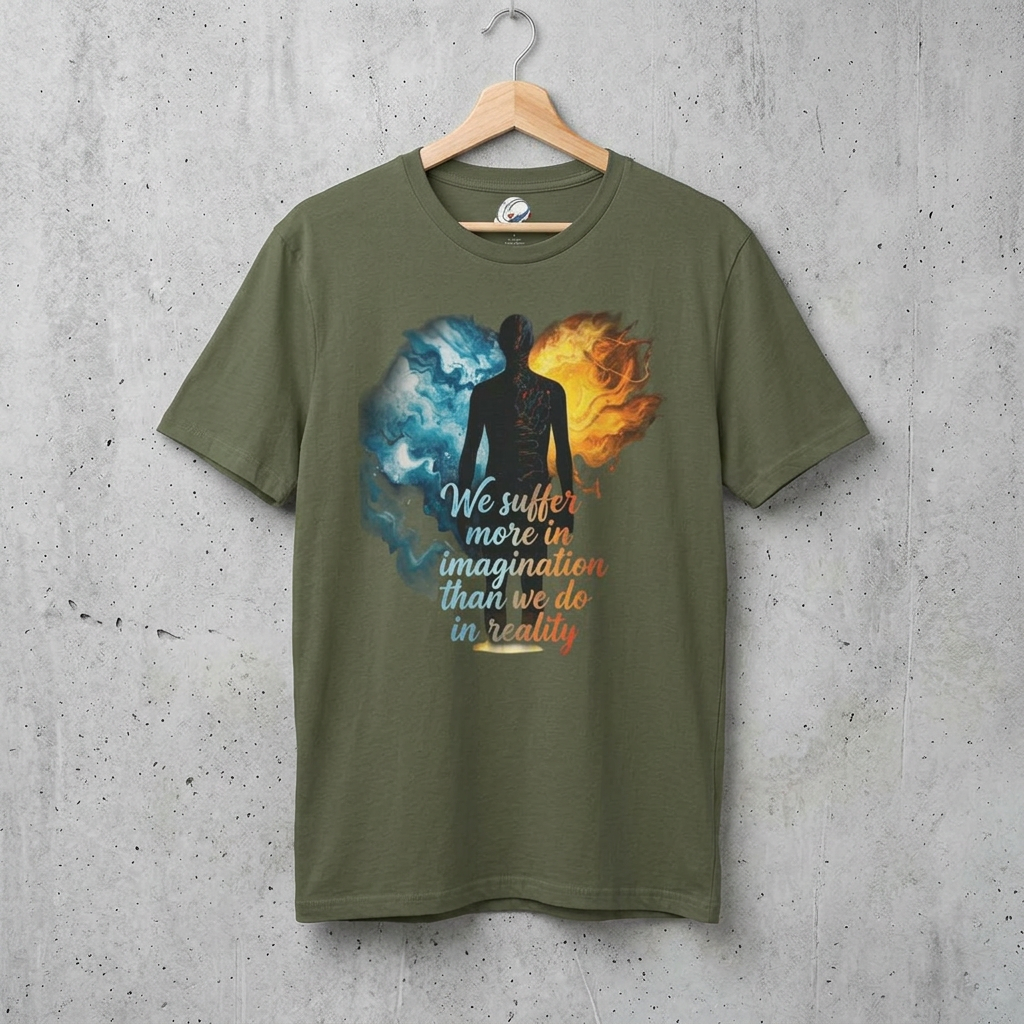 “We Suffer More In Imagination” T-Shirt, Stoic Mindset motivational t-shirt