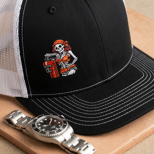 Female Skeleton With Pipe Wrench Hat, Pipefitter Hat