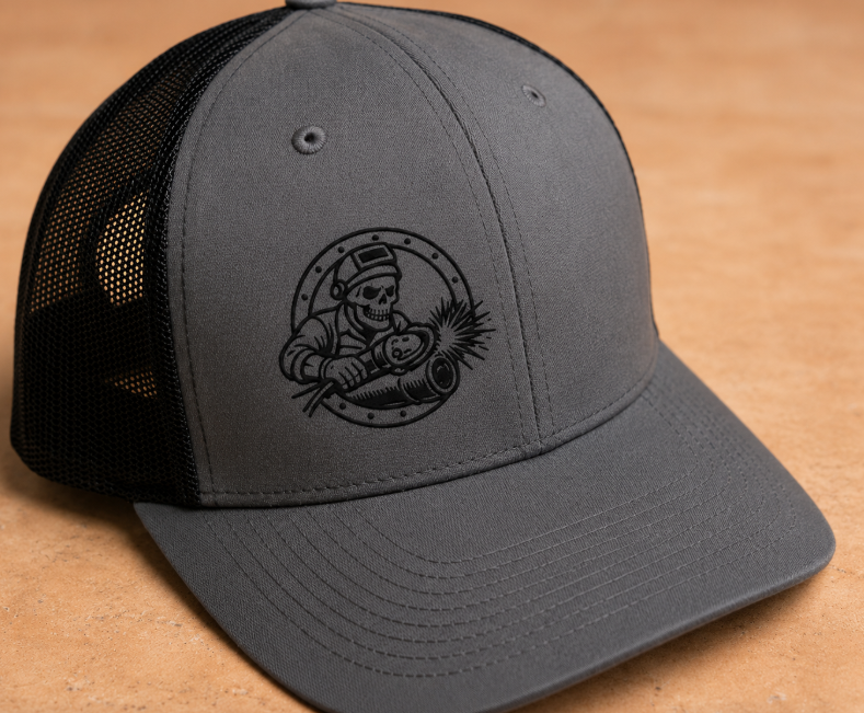Skeleton Grinding Pipe Sparks Hat, Pipefitter Hat