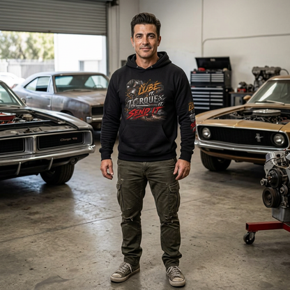 Lube It Torque It Send It Sweater, Automotive Shop Motivational Hoodie
