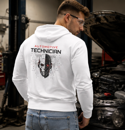 Cyber Mechanic Sweater, Automotive Technician Robot Skull Hoodie