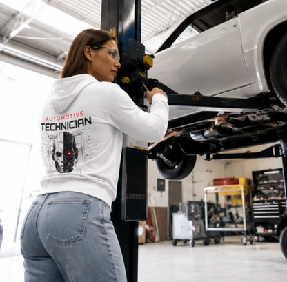 Cyber Mechanic Sweater, Automotive Technician Robot Skull Hoodie
