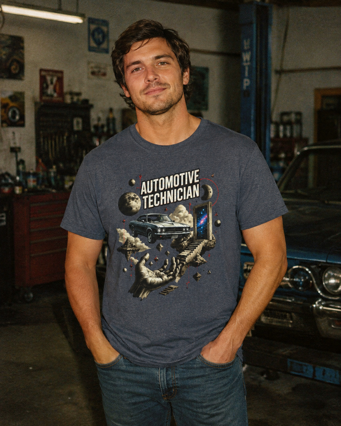 Cosmos Garage Automotive Technician T-Shirt, Space Mechanic T-Shirt