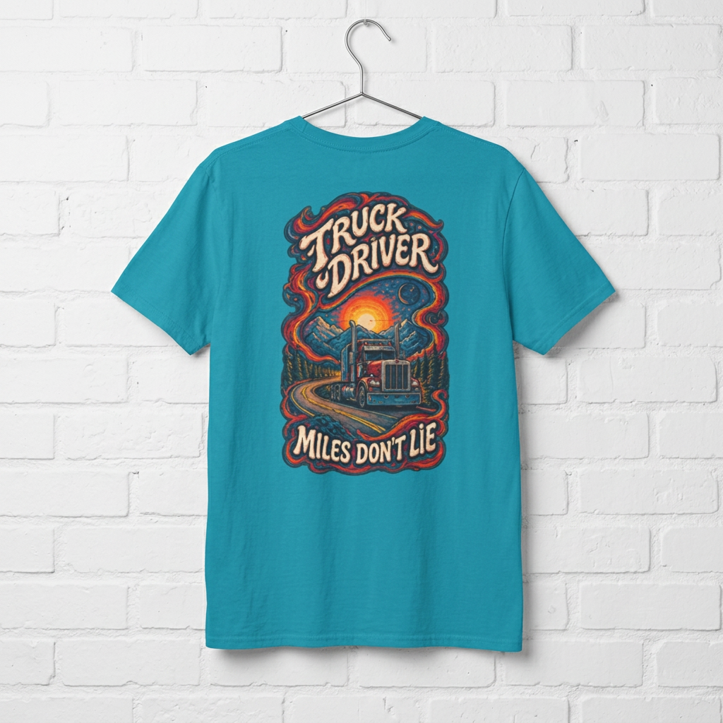 Miles Don’t Lie Semi Driver T-Shirt, Truck Driver Graphic Tee Shirt
