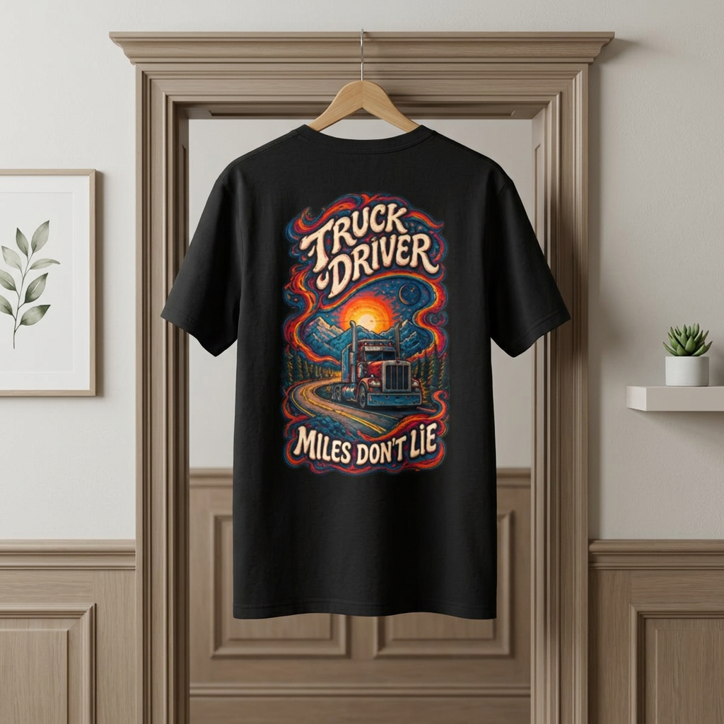 Miles Don’t Lie Semi Driver T-Shirt, Truck Driver Graphic Tee Shirt