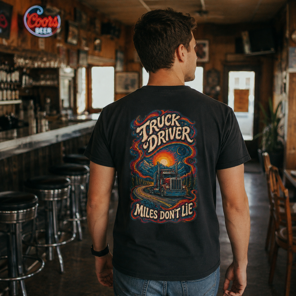 Miles Don’t Lie Semi Driver T-Shirt, Truck Driver Graphic Tee Shirt