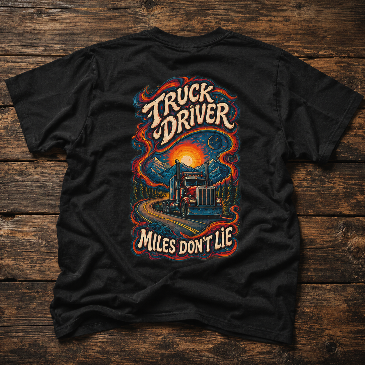 Miles Don’t Lie Semi Driver T-Shirt, Truck Driver Graphic Tee Shirt