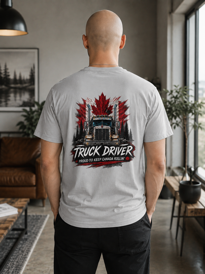 Proud to Keep Canada Rollin’ Semi T-Shirt, Truck Driver Tee Shirt