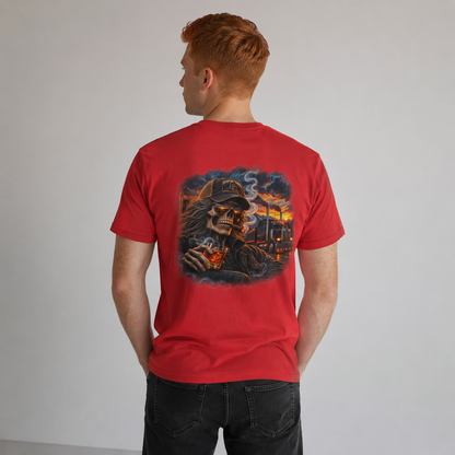 Smoke, Steel & Sunset Trucker T-Shirt, Truck Driver Graphic Tee Shirt