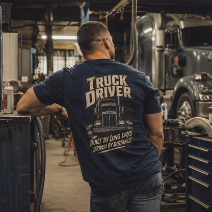 Built By Long Days Driven By Distance Semi T-Shirt, Truck Driver Tee Shirt