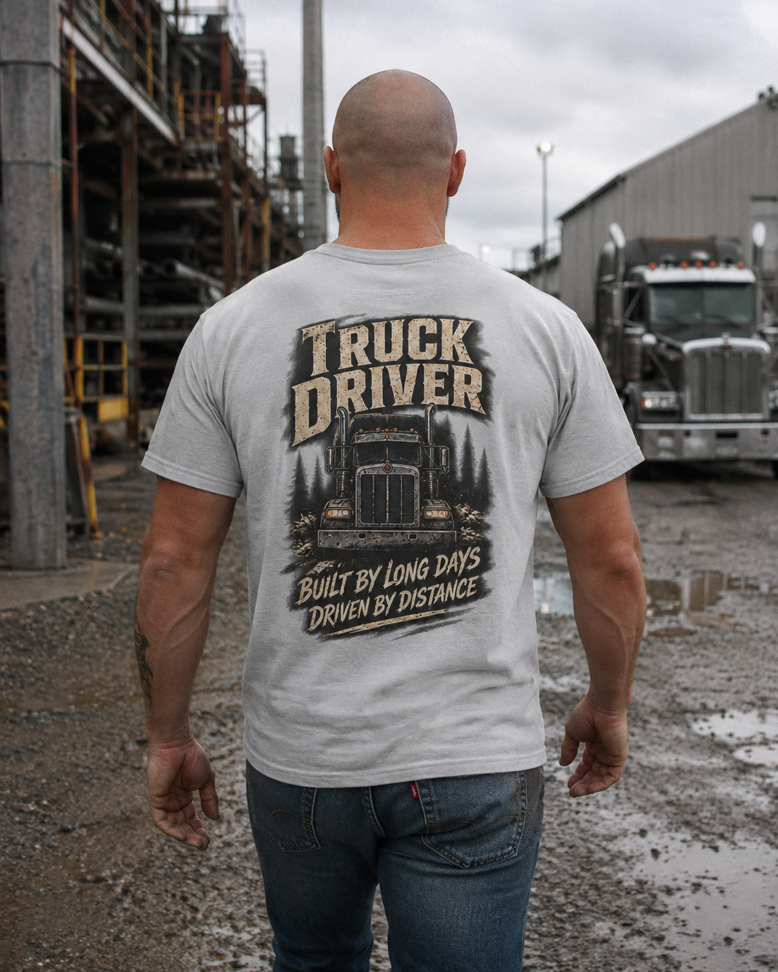 Built By Long Days Driven By Distance Semi T-Shirt, Truck Driver Tee Shirt