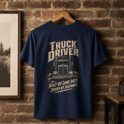 Built By Long Days Driven By Distance Semi T-Shirt, Truck Driver Tee Shirt