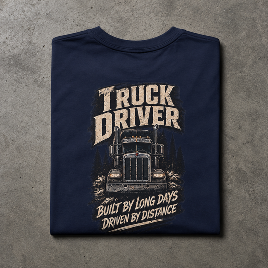 Built By Long Days Driven By Distance Semi T-Shirt, Truck Driver Tee Shirt