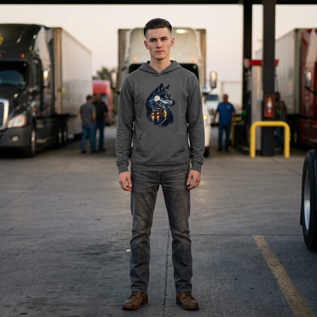 Midnight Run Wolf Semi Sweater, Truck Driver Sweater