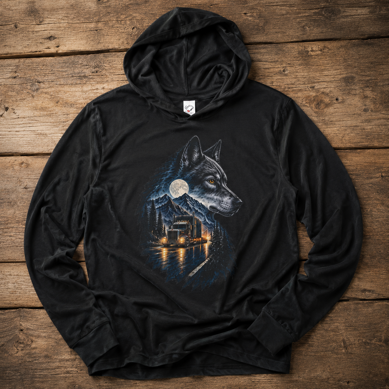 Midnight Run Wolf Semi Sweater, Truck Driver Sweater