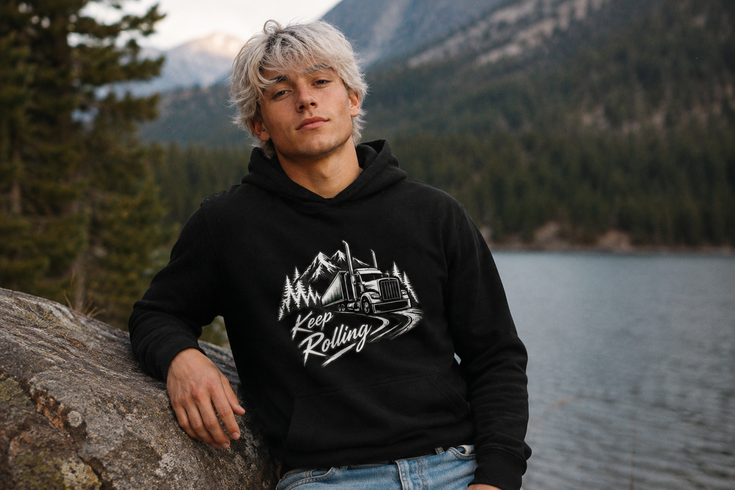 Keep Rolling Sweater, Trucker Pullover