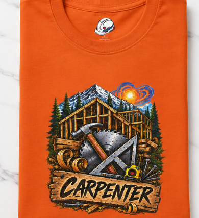 Carpenter Timber Frame Mountain T-Shirt, Carpentry Tools Graphic Tee Shirt