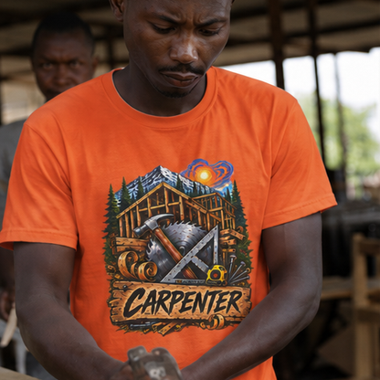 Carpenter Timber Frame Mountain T-Shirt, Carpentry Tools Graphic Tee Shirt