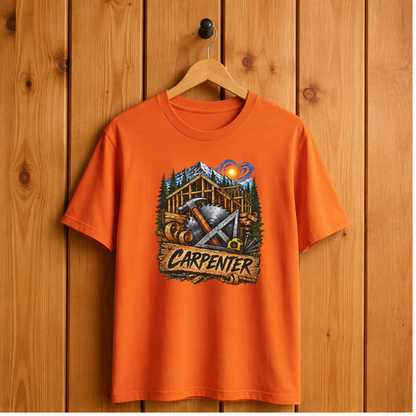 Carpenter Timber Frame Mountain T-Shirt, Carpentry Tools Graphic Tee Shirt