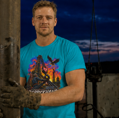 Derrickhand Oilfield T-Shirt, Derrick Hand Drilling Rig Work Shirt