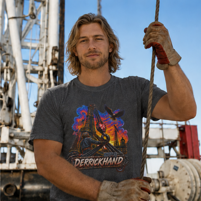 Derrickhand Oilfield T-Shirt, Derrick Hand Drilling Rig Work Shirt
