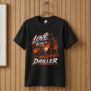 Love Being A Dirty Driller T-Shirt, Drilling Oilfield Rig Hand Shirt