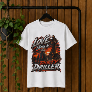 Love Being A Dirty Driller T-Shirt, Drilling Oilfield Rig Hand Shirt