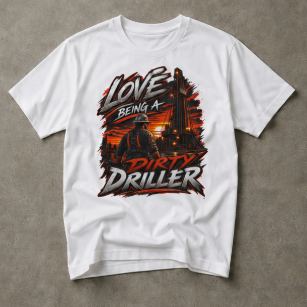 Love Being A Dirty Driller T-Shirt, Drilling Oilfield Rig Hand Shirt