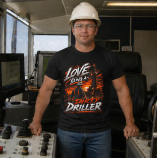Love Being A Dirty Driller T-Shirt, Drilling Oilfield Rig Hand Shirt