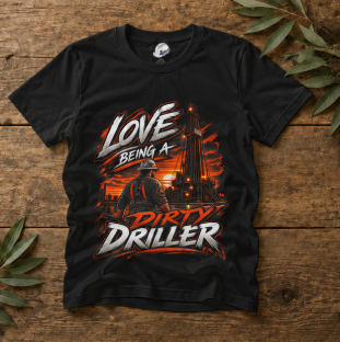 Love Being A Dirty Driller T-Shirt, Drilling Oilfield Rig Hand Shirt