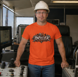 Driller Skull T-Shirt, Derrickhand Oilfield Rig Hand Shirt