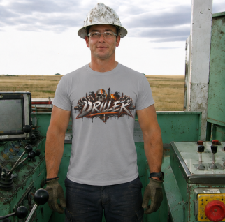 Driller Skull T-Shirt, Derrickhand Oilfield Rig Hand Shirt
