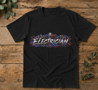 Electrician Skull T-Shirt, Electrical Trades Power Line Work Shirt