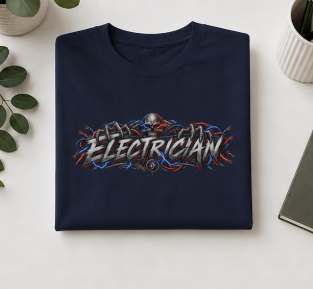 Electrician Skull T-Shirt, Electrical Trades Power Line Work Shirt
