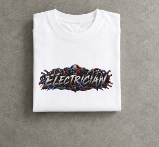 Electrician Skull T-Shirt, Electrical Trades Power Line Work Shirt