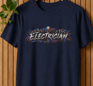 Electrician Skull T-Shirt, Electrical Trades Power Line Work Shirt