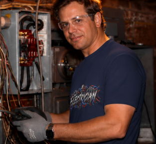 Electrician Skull T-Shirt, Electrical Trades Power Line Work Shirt