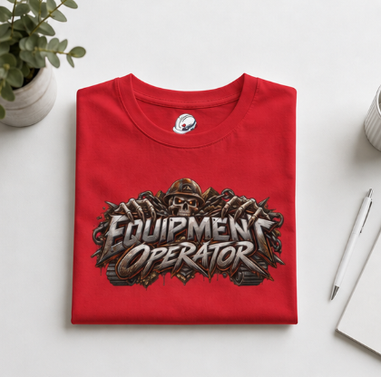 Equipment Operator Skull T-Shirt, Heavy Equipment Operator Work Shirt