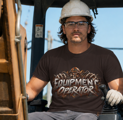 Equipment Operator Skull T-Shirt, Heavy Equipment Operator Work Shirt