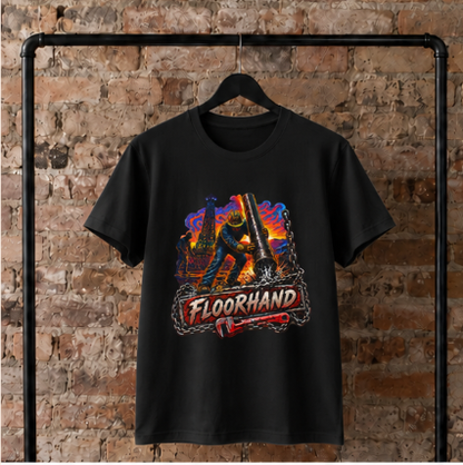 Floorhand Tripping Pipe Oil Rig T-Shirt, Roughneck Chain and Wrench Tee
