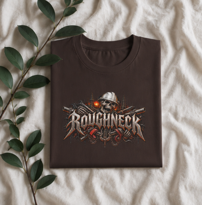 Roughneck Skull Oilfield T-Shirt, Hardhat Floorhand Rig Hand Tee