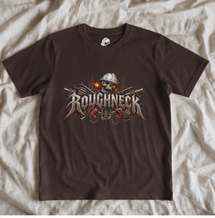 Roughneck Skull Oilfield T-Shirt, Hardhat Floorhand Rig Hand Tee