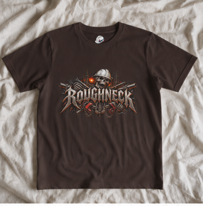 Roughneck Skull Oilfield T-Shirt, Hardhat Floorhand Rig Hand Tee
