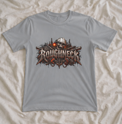 Roughneck Skull Oilfield T-Shirt, Hardhat Floorhand Rig Hand Tee