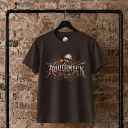 Roughneck Skull Oilfield T-Shirt, Hardhat Floorhand Rig Hand Tee